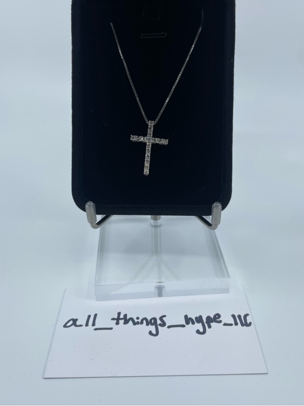 1/2 carat natural diamond cross pendant In Sterling Silver With Chain
